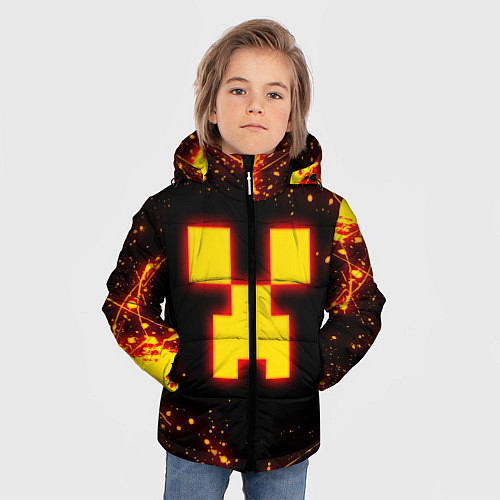 Зимняя куртка для мальчика ОГНЕННЫЙ КРИПЕР, МАЙНКРАФТ / 3D-Черный – фото 3