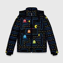 Куртка зимняя для мальчика Пиксельный Пакман, цвет: 3D-черный