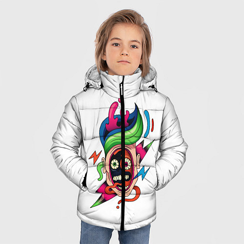 Зимняя куртка для мальчика Комичное Лицо - Абстрактные Фигуры Модерн / 3D-Черный – фото 3