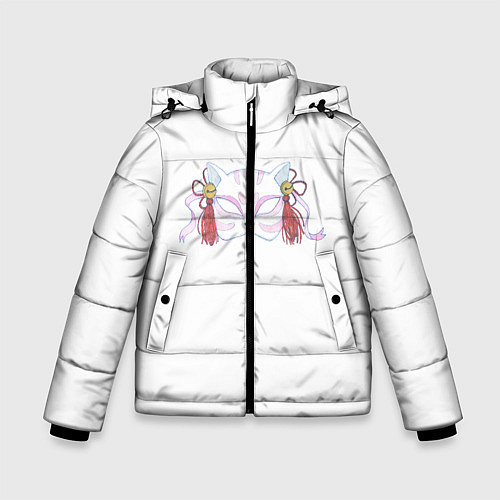 Зимняя куртка для мальчика Маска бакэнэко / 3D-Светло-серый – фото 1