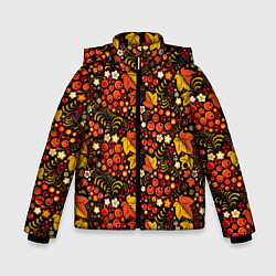 Куртка зимняя для мальчика Хохлома цветы-ягодки, цвет: 3D-светло-серый