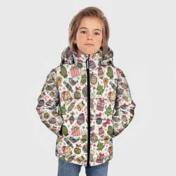 Куртка зимняя для мальчика Christmas Background, цвет: 3D-светло-серый — фото 2