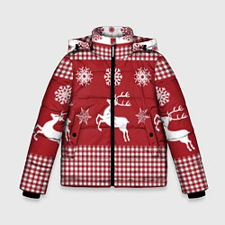 Куртка зимняя для мальчика Узор с оленями, цвет: 3D-красный