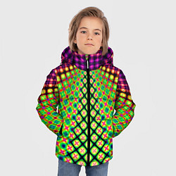 Куртка зимняя для мальчика Неоновая геометрия абстракция, цвет: 3D-красный — фото 2