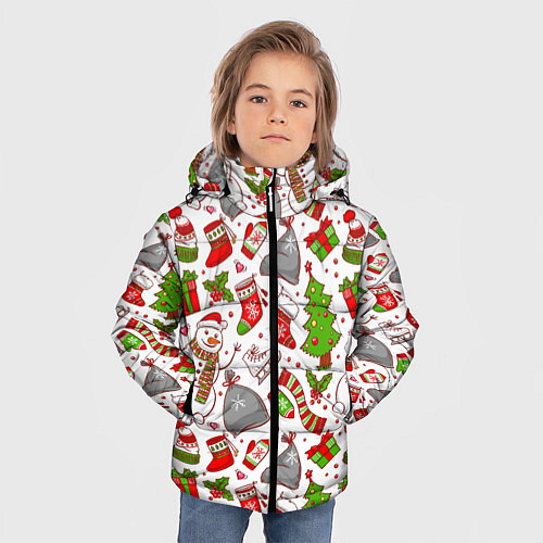 Зимняя куртка для мальчика Новый Год! / 3D-Черный – фото 3