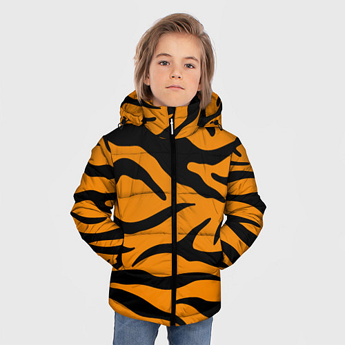Зимняя куртка для мальчика Тигриные полосы, Символ 2022 года / 3D-Черный – фото 3