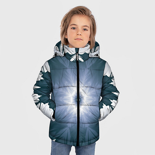 Зимняя куртка для мальчика Снежинка Абстракция Синий / 3D-Светло-серый – фото 3