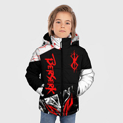 Куртка зимняя для мальчика Берсерк черная маска с логотипом, цвет: 3D-черный — фото 2