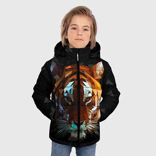 Зимняя куртка для мальчика Тигр стиль Low poly / 3D-Черный – фото 3
