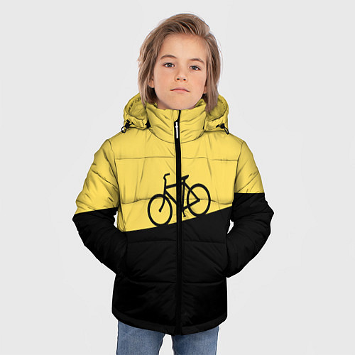 Зимняя куртка для мальчика Бегущий за велосипедом / 3D-Черный – фото 3