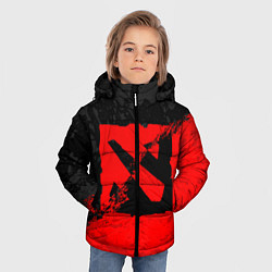Куртка зимняя для мальчика DOTA 2 RED BLACK LOGO, БРЫЗГИ КРАСОК, цвет: 3D-красный — фото 2