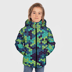 Куртка зимняя для мальчика Зеленые соты в мозаике, цвет: 3D-светло-серый — фото 2