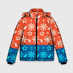 Куртка зимняя для мальчика Новогодний узор, цвет: 3D-светло-серый