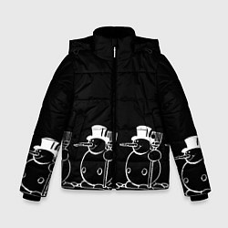 Зимняя куртка для мальчика Снеговик на черном фоне
