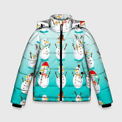 Куртка зимняя для мальчика Веселые снеговички узор, цвет: 3D-светло-серый