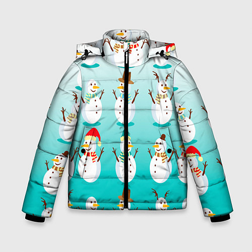 Зимняя куртка для мальчика Веселые снеговички узор / 3D-Светло-серый – фото 1