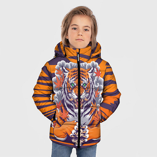 Зимняя куртка для мальчика Тигр с черепом / 3D-Черный – фото 3