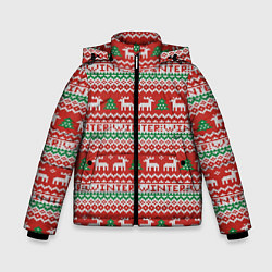 Куртка зимняя для мальчика Deer Christmas Pattern, цвет: 3D-черный