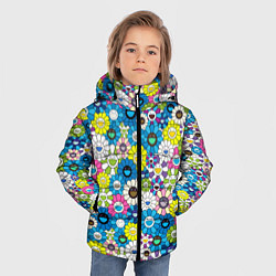 Куртка зимняя для мальчика Takashi Murakami Улыбающиеся цветы, цвет: 3D-черный — фото 2
