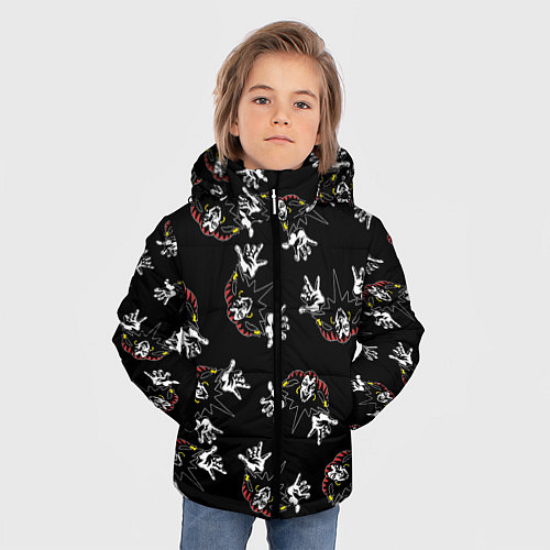 Зимняя куртка для мальчика КОРОЛЬ И ШУТ ЛОГО ПАТТЕРН / 3D-Светло-серый – фото 3