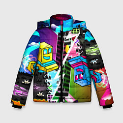 Куртка зимняя для мальчика Geometry Dash: Parallel Worlds, цвет: 3D-черный