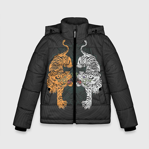 Зимняя куртка для мальчика Два тигра / 3D-Светло-серый – фото 1