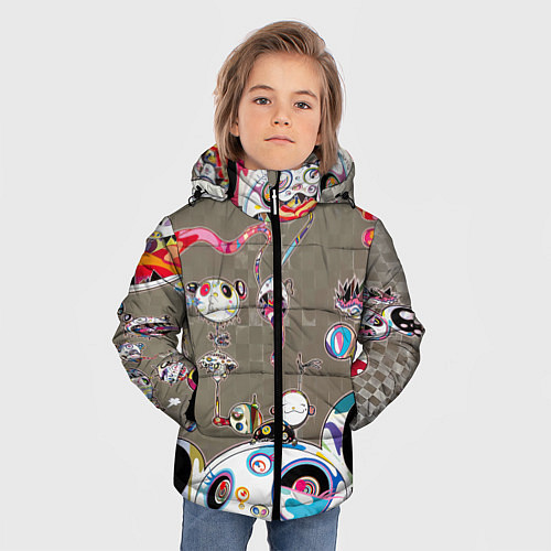 Зимняя куртка для мальчика Takashi Murakami арт с языками / 3D-Черный – фото 3