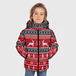 Куртка зимняя для мальчика НОВОГОДНИЙ УЗОР С ОЛЕНЯМИ, цвет: 3D-черный — фото 2