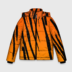 Куртка зимняя для мальчика Шкура тигра диагональ, цвет: 3D-светло-серый