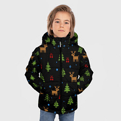 Куртка зимняя для мальчика Новогодние олени и елки, цвет: 3D-черный — фото 2