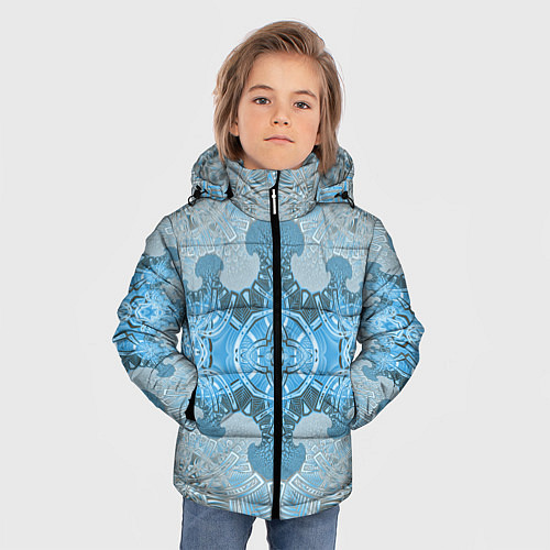 Зимняя куртка для мальчика Коллекция Фрактальная мозаика Голубой 292-6-n / 3D-Черный – фото 3