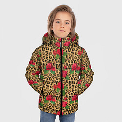 Куртка зимняя для мальчика Шкура Леопарда в Цветах, цвет: 3D-черный — фото 2