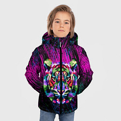 Куртка зимняя для мальчика Тигр Красочный 2022, цвет: 3D-красный — фото 2