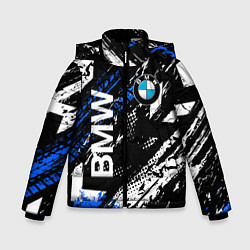 Куртка зимняя для мальчика BMW следы от шин, цвет: 3D-светло-серый