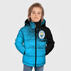 Куртка зимняя для мальчика Manchester City голубая форма, цвет: 3D-красный — фото 2