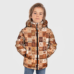 Куртка зимняя для мальчика Кофейная Символика, цвет: 3D-черный — фото 2