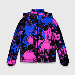 Куртка зимняя для мальчика НЕОНОВЫЕ БРЫЗГИ КРАСОК, ЯРКИЕ КРАСКИ, цвет: 3D-черный