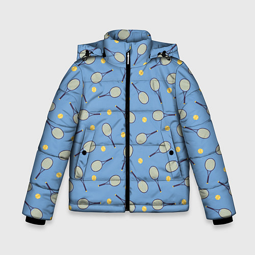 Зимняя куртка для мальчика Большой теннис паттерн / 3D-Светло-серый – фото 1