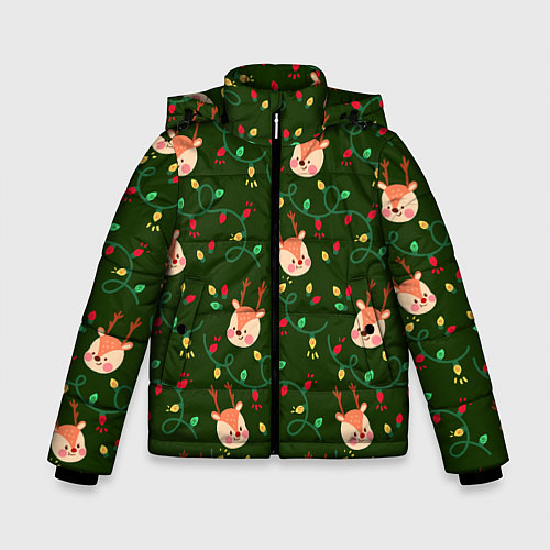 Зимняя куртка для мальчика НОВОГОДНИЙ ОЛЕНЬ GREEN / 3D-Светло-серый – фото 1