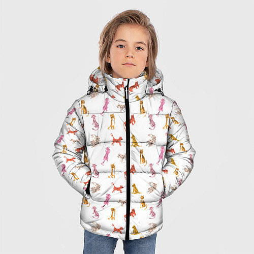 Зимняя куртка для мальчика Забавные тигрята на белом фоне / 3D-Черный – фото 3