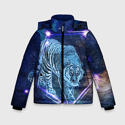Куртка зимняя для мальчика Тигр идет по млечному пути, цвет: 3D-черный