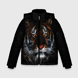 Куртка зимняя для мальчика Тигр в Темноте Глаза Зверя, цвет: 3D-черный