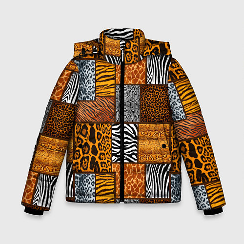 Зимняя куртка для мальчика Тигр, полосы, 2022 / 3D-Светло-серый – фото 1