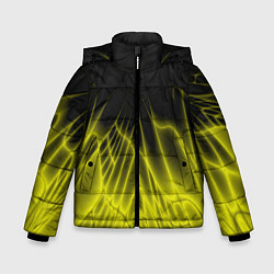 Куртка зимняя для мальчика Коллекция Rays Лучи Желтый и черный Абстракция 662, цвет: 3D-светло-серый
