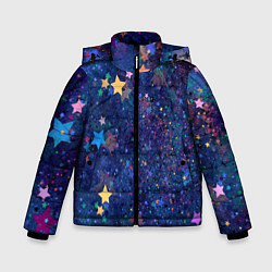 Куртка зимняя для мальчика Звездное небо мечтателя, цвет: 3D-черный