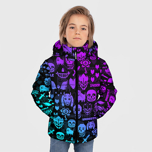 Зимняя куртка для мальчика UNDERTALE NEON PATTERN УЗОР / 3D-Красный – фото 3