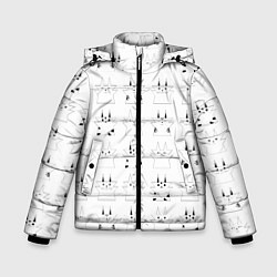 Куртка зимняя для мальчика Котики белые с черным, цвет: 3D-светло-серый