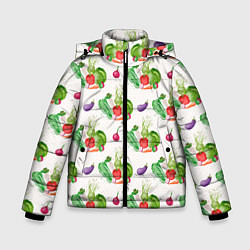 Куртка зимняя для мальчика Овощи с огорода, цвет: 3D-черный