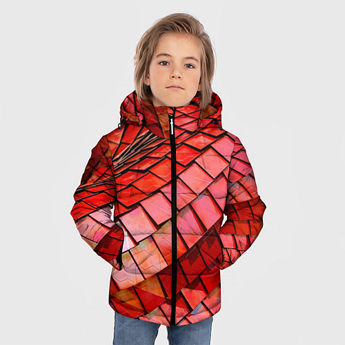 Зимняя куртка для мальчика Красная спартаковская чешуя / 3D-Черный – фото 3