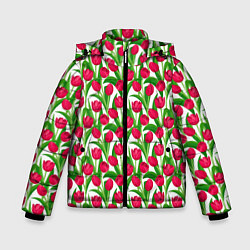 Куртка зимняя для мальчика Весенние Тюльпаны, цвет: 3D-красный